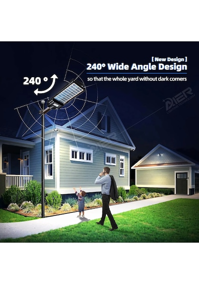 400w Çift Yüzey Şarjlı Güneş Enerjili Ultra İnce Led Sokak Lambası Su Geçirmez, Sensörlü, Kumandalı 400w