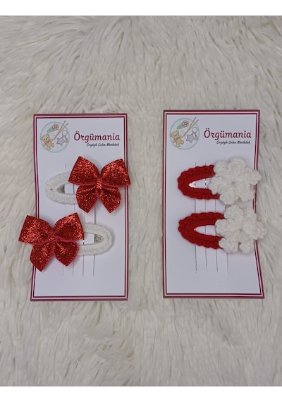 Örgümania Yılbaşı Tokası- 2 Çift Kırmızı