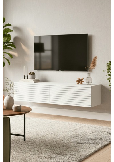 Tda1214b - Zeynep120 Duvara Montaj Tv Stand, Tv Rafı, Tv Sehpası Beyaz 120cm