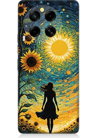 Tecno Camon 30 Uyumlu Güneş Ve Ayçiçeği  Desenli Silikon Kılıf