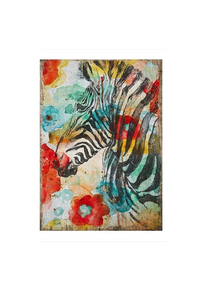 Bedeko Renkli Zebra Model Ahşap Tablo 35 Cm X 50 Cm