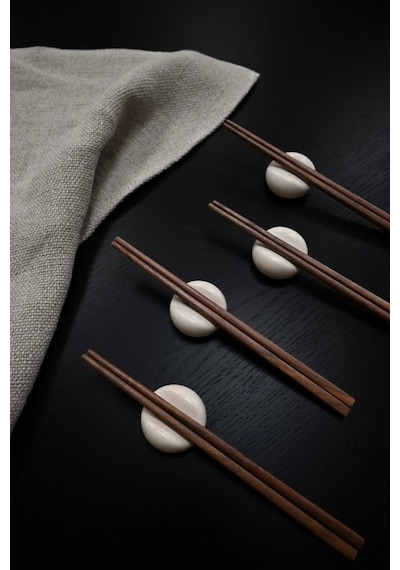 101 Copenhagen Native Chopstick Holders Birch 4 Lü El Yapımı Seramik Çubuk Desteği Beyaz