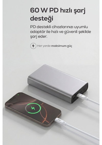 Type-c To Type-c Hızlı Şarj Kablosu 60w Pd, Ultra Esnek Silikon, 480mbps, 1.2m Beyaz-v0201015