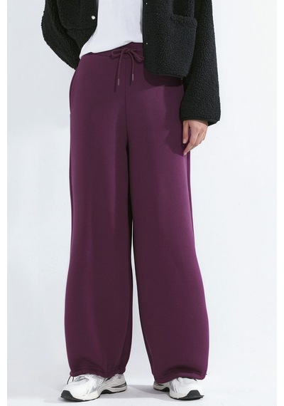 Hiccup Barrel Fit Basic Şardonlu Eşofman Altı Bordo - Kırmızı