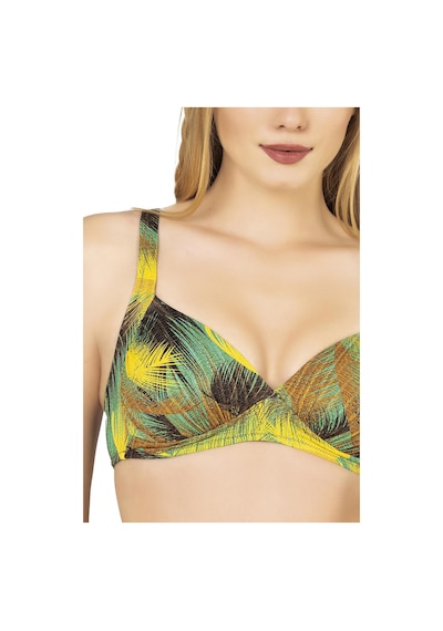 Endeep Kadın Yaprak Desenli Toparlayıcı Yüksek Bel Bikini Takımı Yeşil