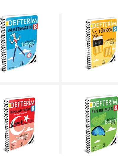Arı 8. Sınıf Tüm Dersler Defter Seti 4 Kitap Arı Yayınları
