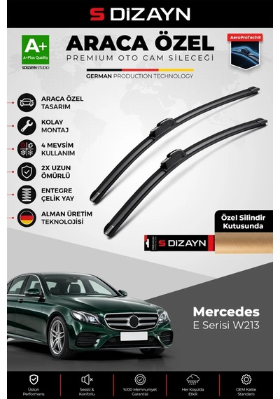 S-dizayn Mercedes-benz E Serisi W213 Ön Cam Silecek Seti 2016-2023 Premium Araca Özel 60-55 Cm A+ Ka