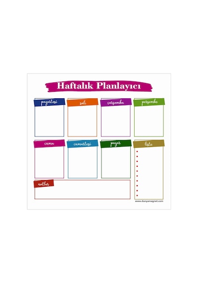 Haftalık Magnet Planlayıcı, Yazı Tahtası Pano + 2 Kalem