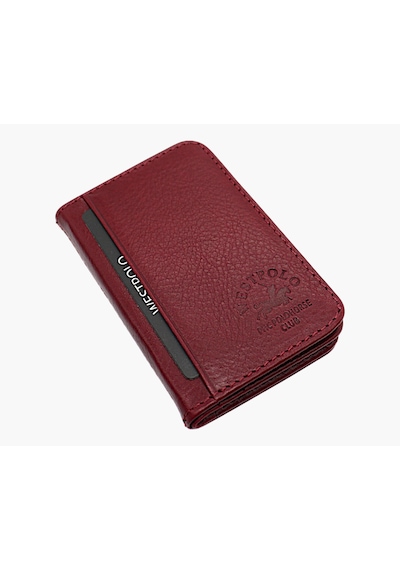 Westpolo Hakiki Deri Bol Kart Bölmeli Unisex Kartlık - Bordo Bordo