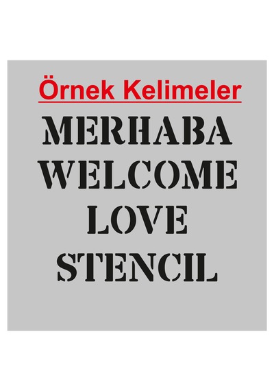 Stencil Harf Boyama Şablonu X059 Harf Yüksekliği 3 Cm