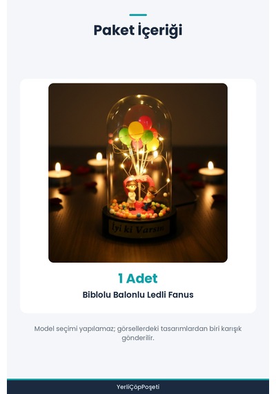 Biblolu Balonlu Ledli Fanus Standart