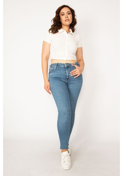 Şans Kadın Mavi 5 Cep Skinny Jean Pantolon 65n33761-mavi Mavi