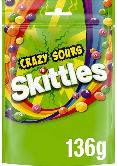 Skittles Crazy Sours Ekşi Meyve Aromalı Draje Şekerleme 136gr