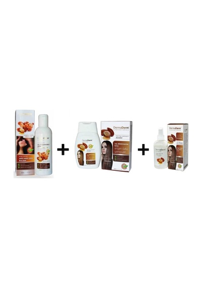 Dermaderm Argan Şampuan 300 ML + Saç Krem 500 ML + Saç Bakım Sütü 250 ML