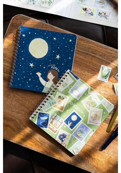 15x16 Spiralli Karton Kapak 2'li Çizgili Not Defter Seti - Ay