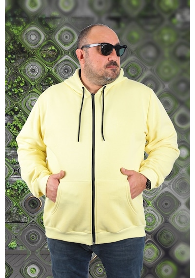 Moc Grande Mocgrande Büyük Beden Unisex Kapüşonlu 3Ip Sweat 11701 Sarı