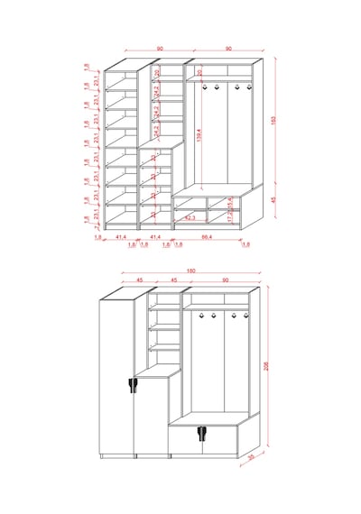 Lüks Aynalı Portmanto Askılı Vestiyer %100 Mdf Çok Raflı Ayakkabılık V03 Kül Gri