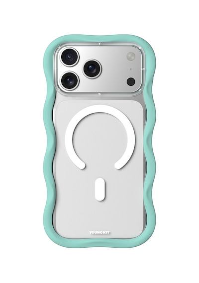 Apple Uyumlu iPhone 17 Pro Max  Kılıf M-safe Şarj Özellikli Youngkit Wave Clear Serisi Kapak Açık Mavi Açık Mavi