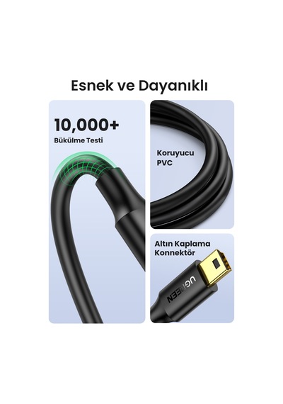 Ugreen Mini Usb Şarj Ve Data Kablosu 2 Metre, 30472