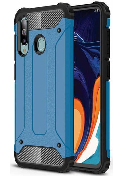 Kilifone - Samsung Uyumlu Galaxy A20s - Kılıf Çift Katman Zırh Tank Crash Military Kapak - Mavi