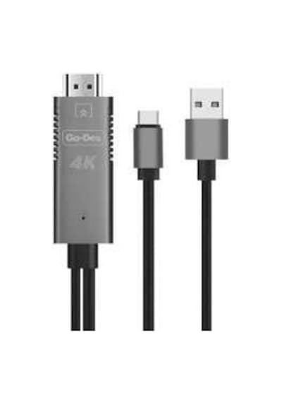 Go Des GD-8273 Type-C HDMI 4K Kablo 180 cm Görüntü Aktarım Kablosu - Siyah ZORE-260165