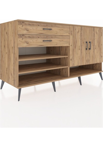 Kronos Konsol 4 Raflı 2 Çekmeceli 2 Kapaklı 176x59x99 Çam-çam Çam-çam
