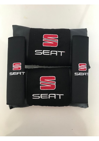 Seat Nakışlı Deri 1 Çift Boyun Yastık Ve 1 Çift Kemer Pedi (498365607)