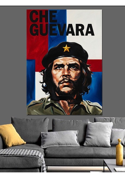Che Guevara Politik Portre Dekoratif Kanvas - Mdf Ahşap Tablo