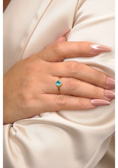 Kadir Jewellery 22 Ayar Altın Kaplama Zirkon Taşlı Ayarlanabilir Kadın Minimal Yüzük Çok Renkli 22010355