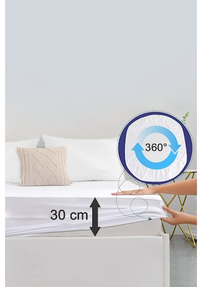 Micro Fitted Full Kenar Su Sıvı Geçirmez Alez Yatak Koruyucu Beyaz