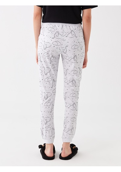 Lcw Dream Gri Beli Lastikli Desenli Kadın Jogger Pijama Altı