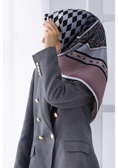 Vissona Tivil Pudra Gri İpek Eşarp 51334-0019-0028