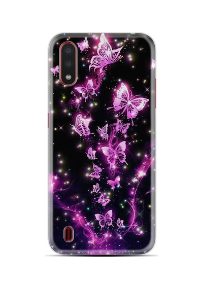 Samsung Samsung Galaxy Uyumlu A01 Kılıf Boutique Baskılı Resimli Pembe Neon Kelebekler Pcode -100