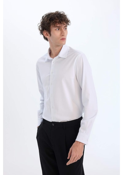 DeFacto Regular Fit Polo Yaka Uzun Kollu Gömlek E3242AX25SPWT32