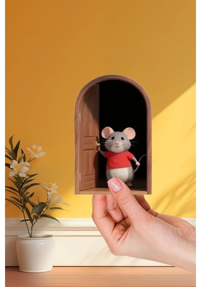 Sevimli Fare Stickerı 3 Boyutlu Görünüm 13x7,5 Cm Çok Renkli