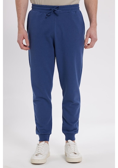 Tudors Erkek Regular Fit Klasik Kesim Beli Bağcıklı Jogger Cepli Lastikli Paça İndigo Eşofman Altı-41765 İndigo