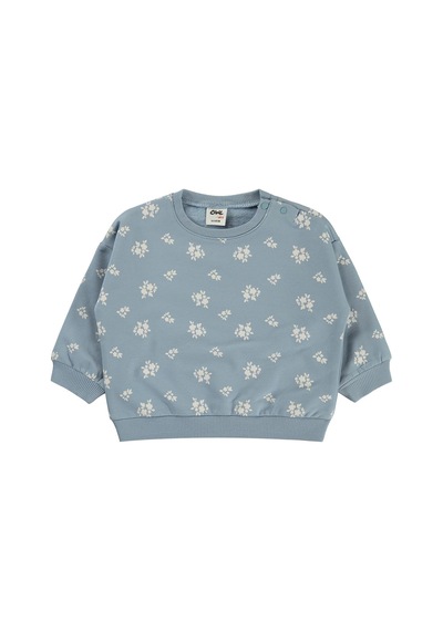 Civil Baby Çiçek Empirme Basic 6-18 Ay Sweatshirt - Mavi Soft Mavi