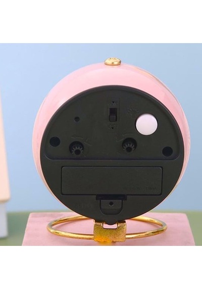 Pembe Renkli Işıklı Metal Masa Üstü Alarmlı Çalar Saat