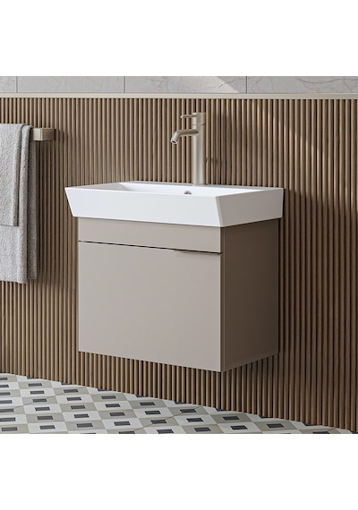 Likya Tek Kapaklı Lavabolu 59 Cm Banyo Dolabı Alt, Lavabolu Banyo Alt Dolabı Kumtaşı