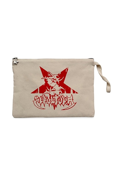 Sepultura Logo Red Krem Clutch Astarlı Cüzdan / El Çantası Krem