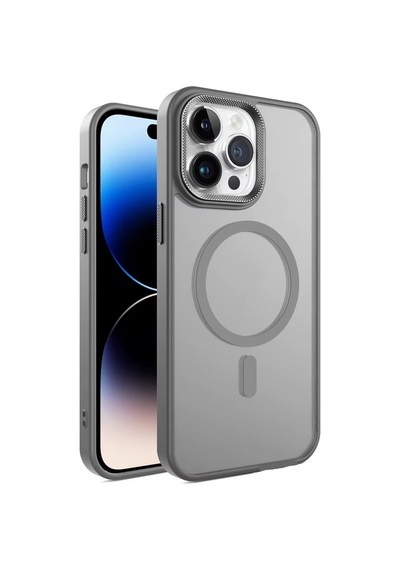 Fitcase Apple Uyumlu iPhone 16 Pro Max Kılıf Soft Mat Magsafe Kapak Gri