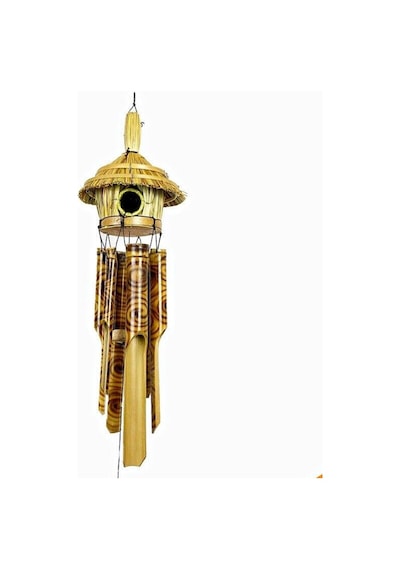 Hasır Kuş Yuvalı Bambu Rüzgar Çanı 45 cm