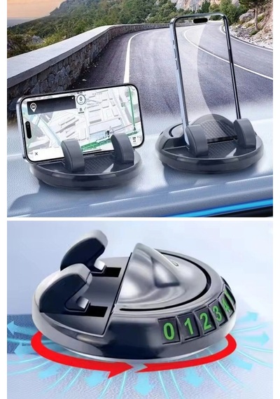 Biishe Numaratörlü Güçlü Yapışkanlı 360 Derece Dönebilen Su Geçirmez Araç İçi Telefon Tutucu Plasti Çok Renkli