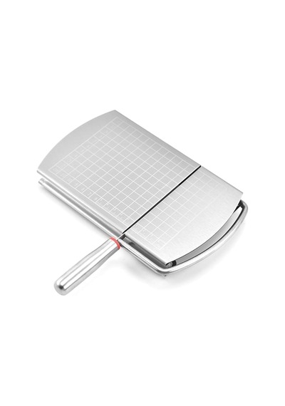 Paslanmaz Çelik Peynir Kesme Standı 22x12 Cm - Hassas Ölçekli Bıçaklı Peynir Dilimleyici, Tereyağı, Sebze, Meyve Ve Şarküteri Kesim Tahtası, Kaymaz Silikon Tabanlı