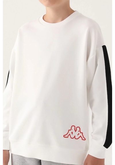 Kappa Krem Bisiklet Yaka Kol Detay Erkek Çocuk Sweatshirt Siyah