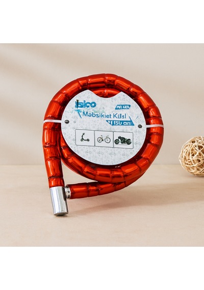 Tüp Anahtarlı Çelik Spiral Kilit 22mm X 150cm Kırmızı Çr