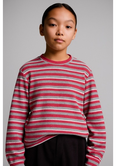 Esila Kids Kız Çocuk Body Pamuklu Çizgili Uzun Kollu 4-9 Yaş Çok Renkli