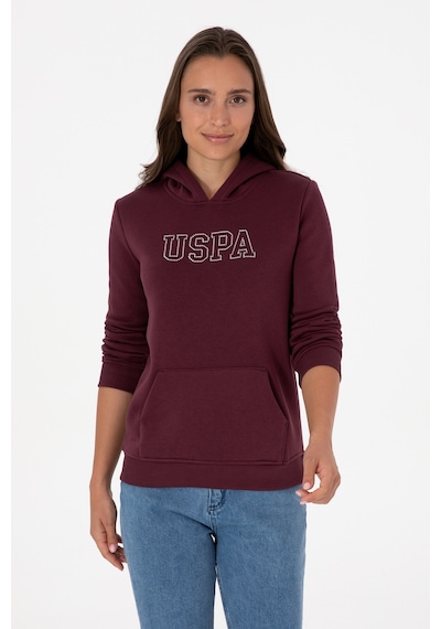 U.S. Polo Assn. Kadın Bordo Şardonlu Kapüşonlu Basic Sweatshirt 50313566-VR177