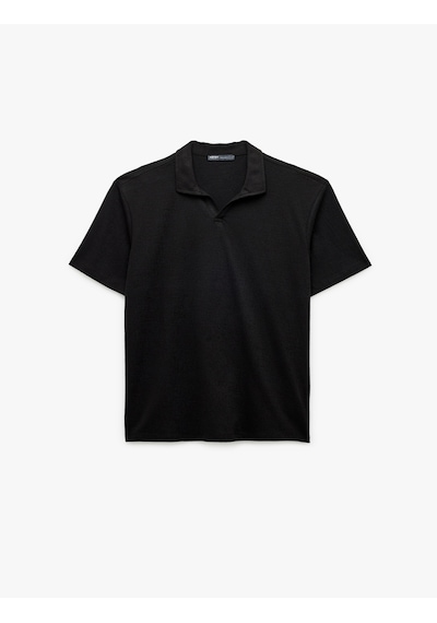 Koton Pamuklu Regular Fit V Polo Yaka Kısa Kollu Tişört Siyah 5sam10024mk Siyah