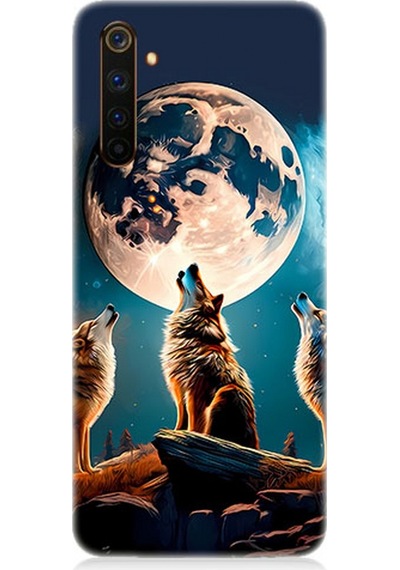 Realme 6 Pro Uyumlu Silikon Kılıf 3 Kurt Ve Dolunay